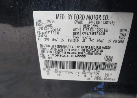 2014 Ford Edge Se z USA, uszkodzony, nr VIN 2FMDK3GC4EBB45055